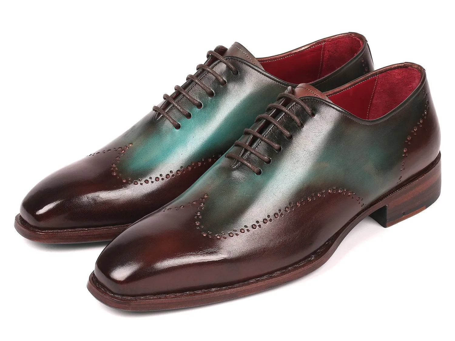 Paul Parkman Chaussures Paul Parkman Oxfords Wingtip Goodyear Welted en Marron & Turquoise