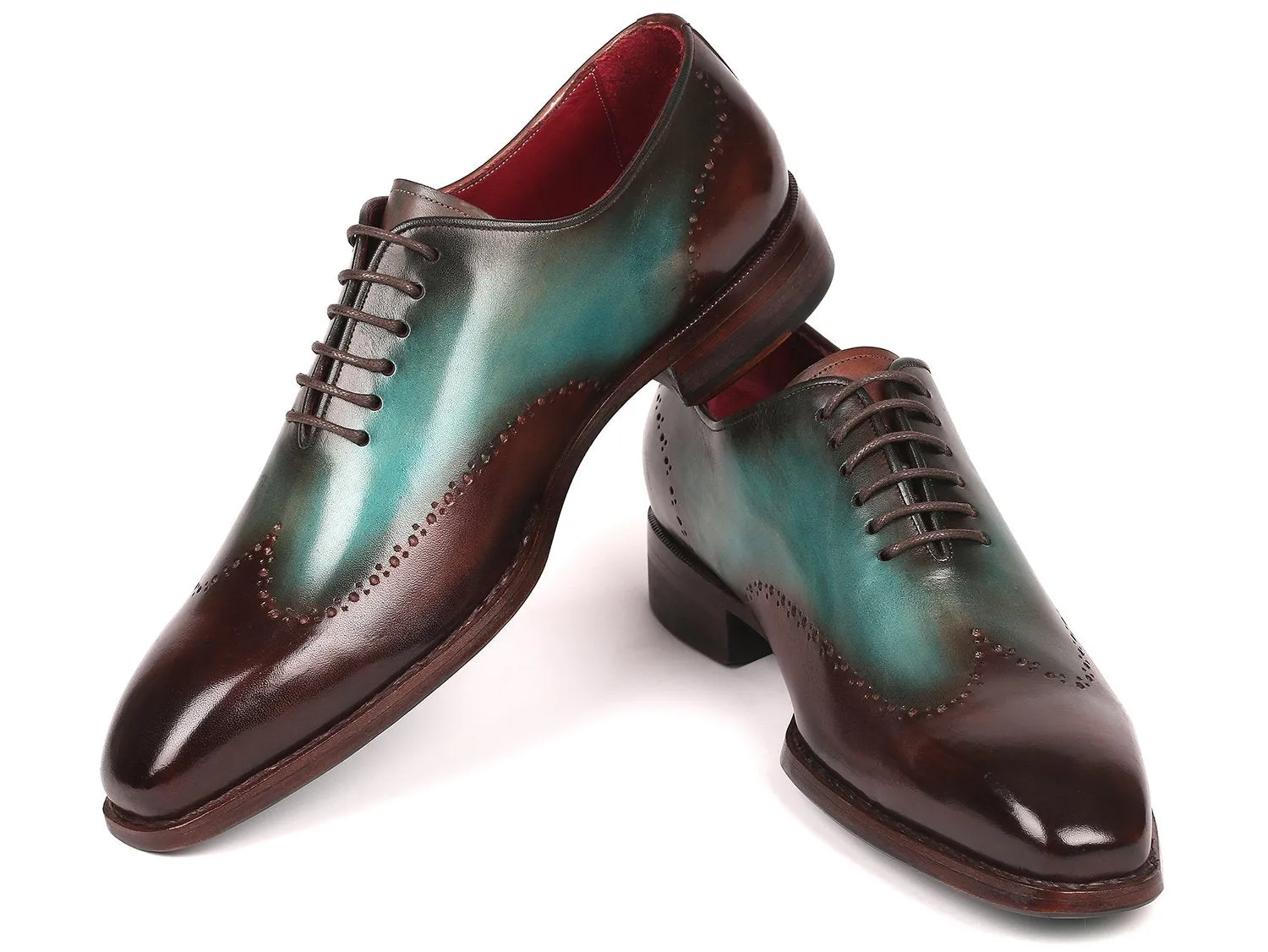 Paul Parkman Chaussures Paul Parkman Oxfords Wingtip Goodyear Welted en Marron & Turquoise