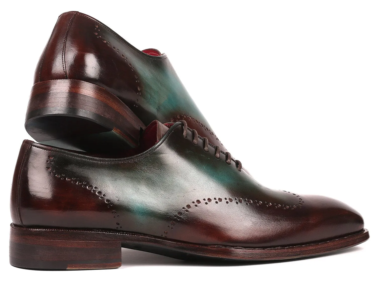 Paul Parkman Chaussures Paul Parkman Oxfords Wingtip Goodyear Welted en Marron & Turquoise
