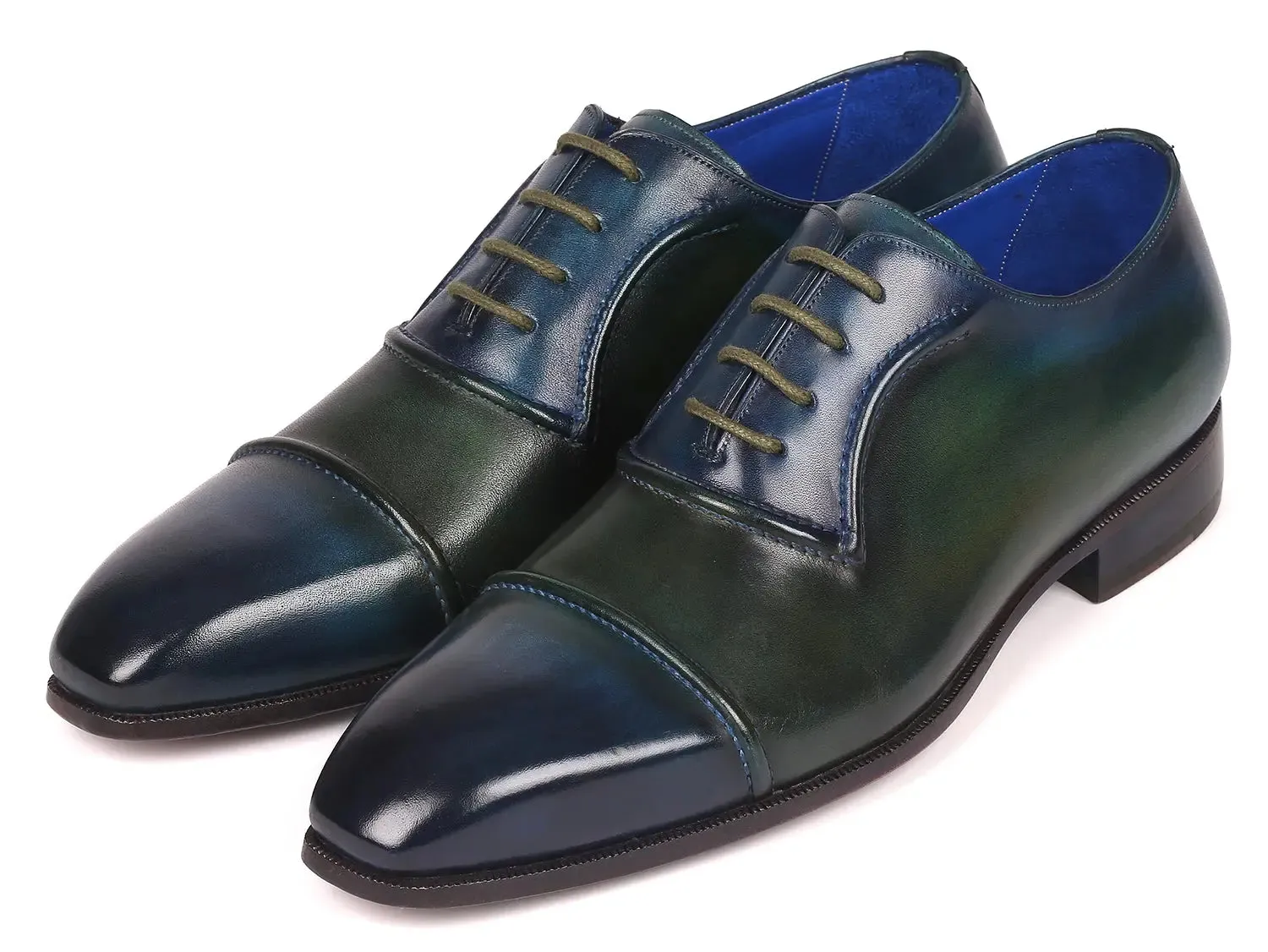 Paul Parkman Chaussures Paul Parkman Oxfords à bout capuchon pour hommes en bleu et vert
