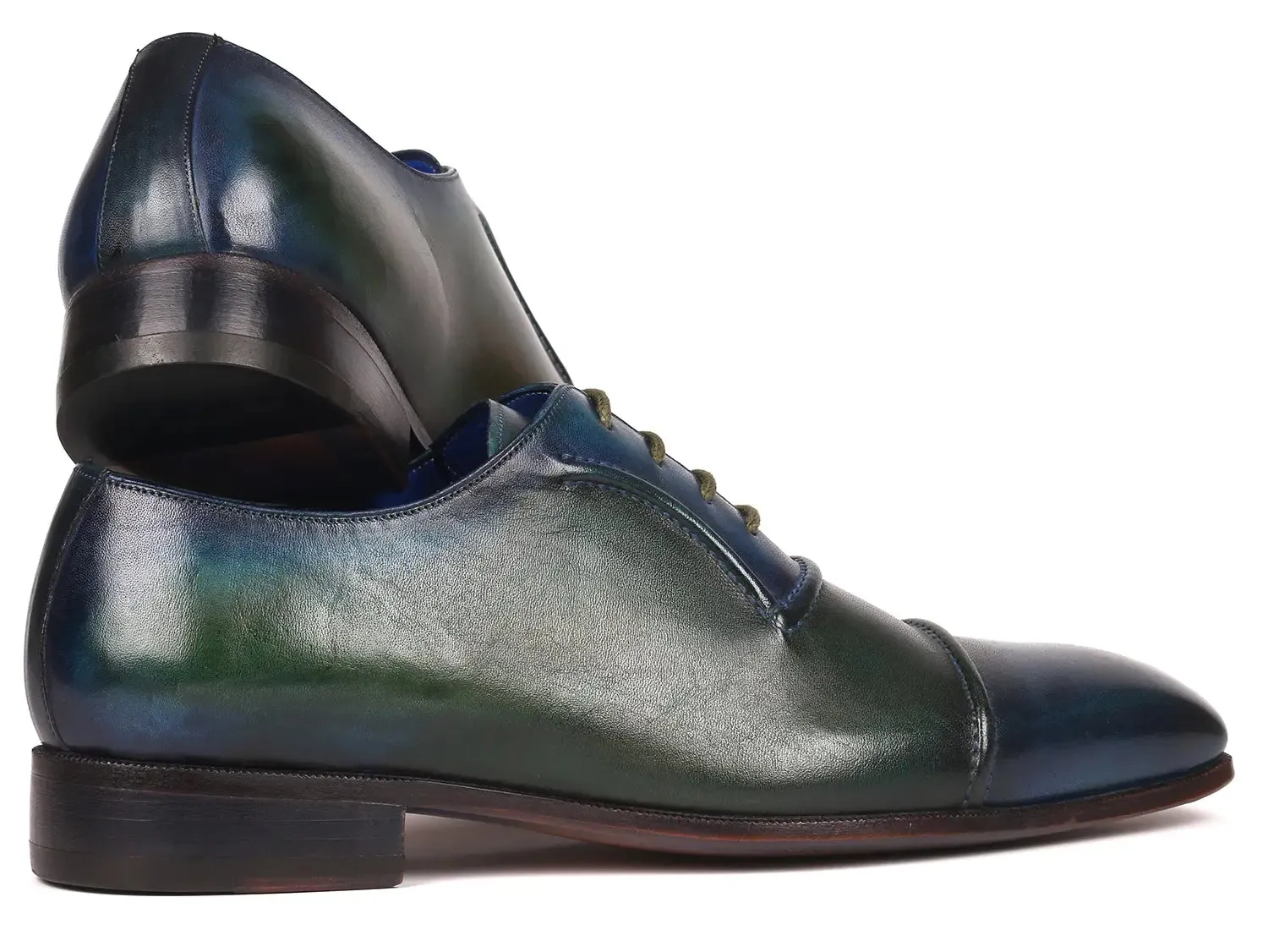 Paul Parkman Chaussures Paul Parkman Oxfords à bout capuchon pour hommes en bleu et vert