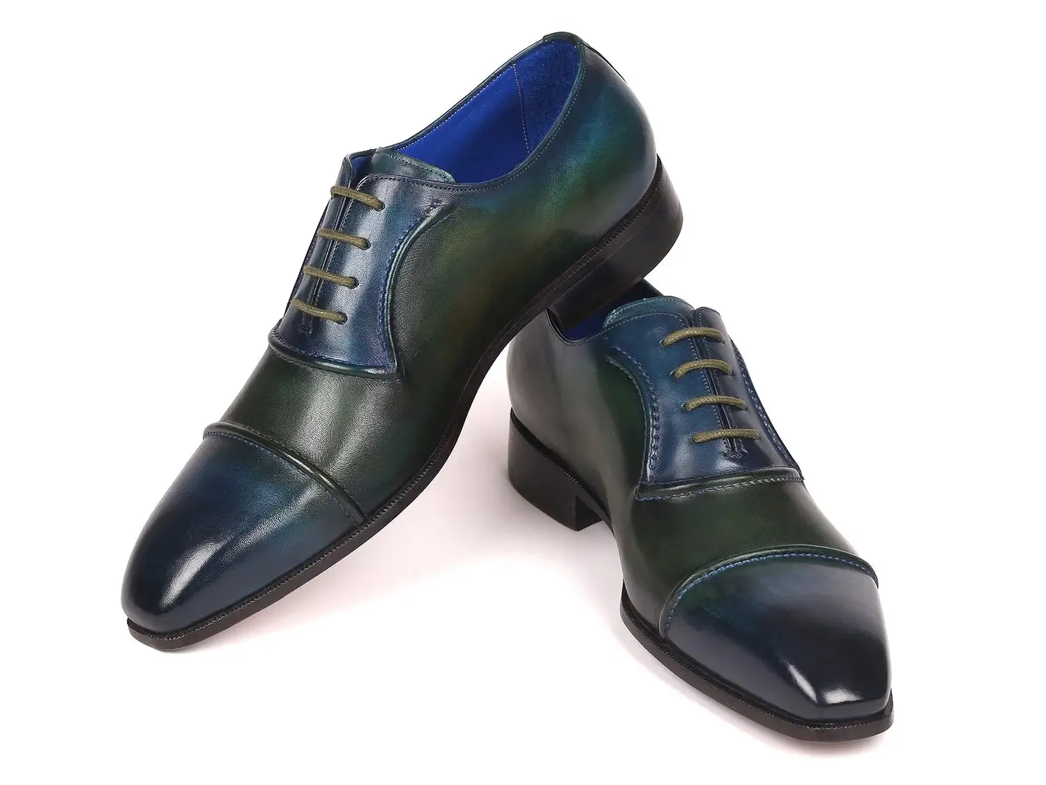 Paul Parkman Chaussures Paul Parkman Oxfords à bout capuchon pour hommes en bleu et vert