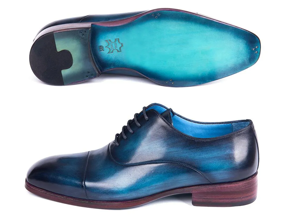Paul Parkman Chaussures Paul Parkman Oxfords à bout rond pour hommes en bleu et turquoise