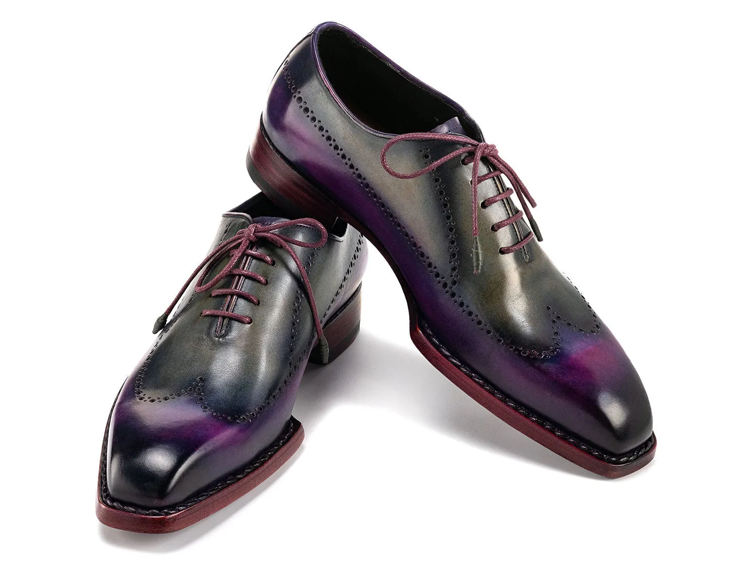 Paul Parkman Chaussures Paul Parkman Oxfords à bout effilé Goodyear Welted pour hommes en violet et gris