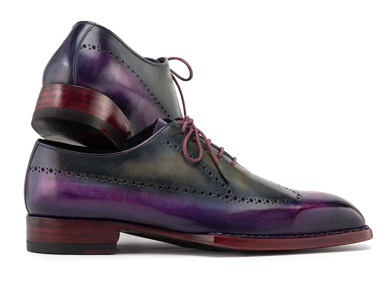 Paul Parkman Chaussures Paul Parkman Oxfords à bout effilé Goodyear Welted pour hommes en violet et gris
