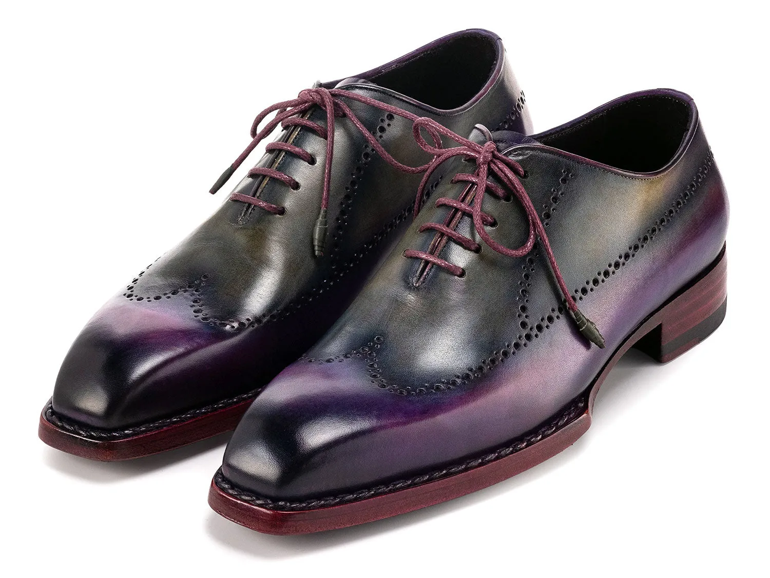 Paul Parkman Chaussures Paul Parkman Oxfords à bout effilé Goodyear Welted pour hommes en violet et gris