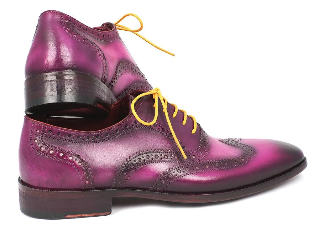 Paul Parkman Chaussures Paul Parkman Richelieu en cuir peint à la main pour hommes en lilas
