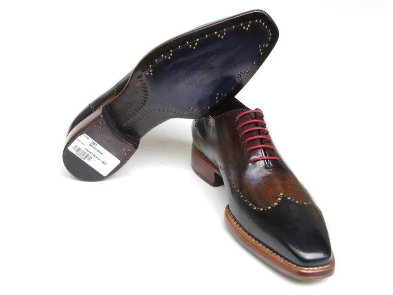 Paul Parkman Chaussures Paul Parkman Richelieu en cuir peint à la main pour homme en bleu marine, rouge et noir