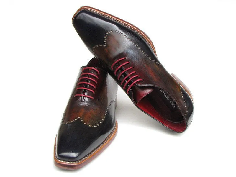 Paul Parkman Chaussures Paul Parkman Richelieu en cuir peint à la main pour homme en bleu marine, rouge et noir