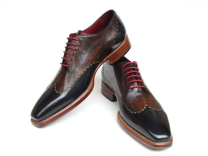 Paul Parkman Chaussures Paul Parkman Richelieu en cuir peint à la main pour homme en bleu marine, rouge et noir