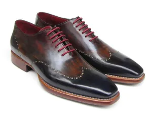 Paul Parkman Chaussures Paul Parkman Richelieu en cuir peint à la main pour homme en bleu marine, rouge et noir