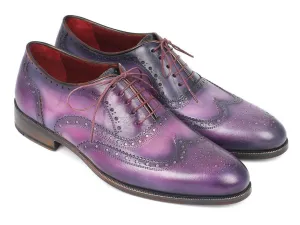 Paul Parkman Chaussures Paul Parkman Oxfords à bout effilé en cuir peint à la main pour hommes en violet et bleu marine