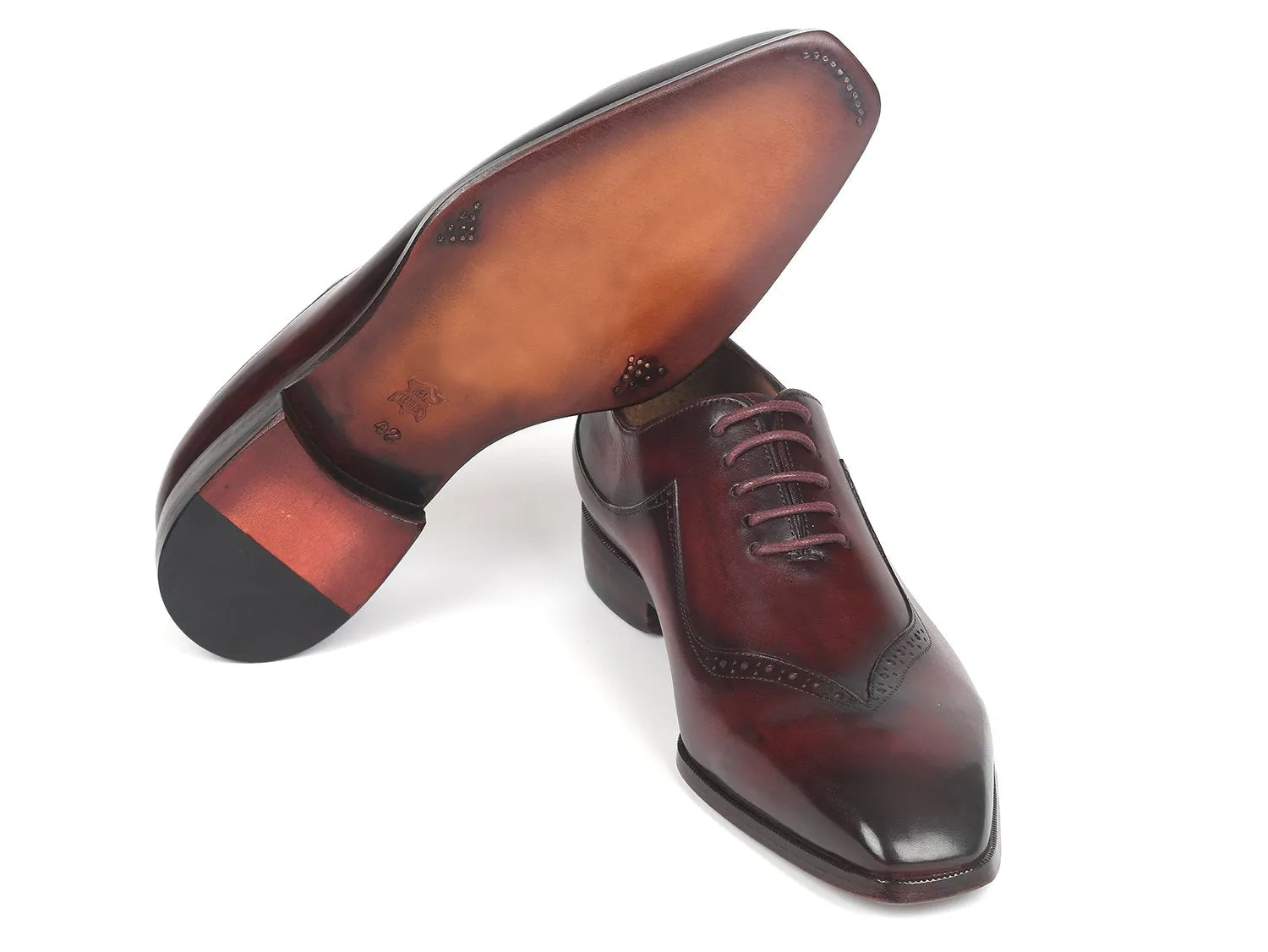 Paul Parkman Chaussures Paul Parkman Oxfords pour Hommes Peints à la Main en Bordeaux Foncé