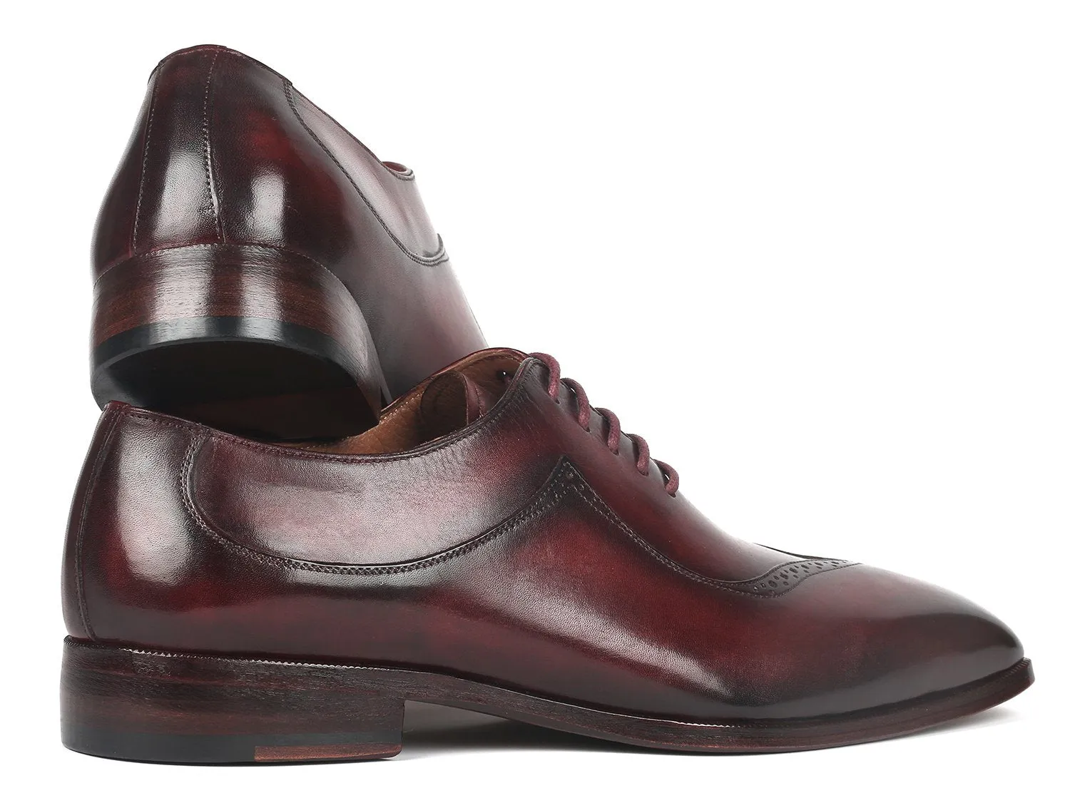 Paul Parkman Chaussures Paul Parkman Oxfords pour Hommes Peints à la Main en Bordeaux Foncé