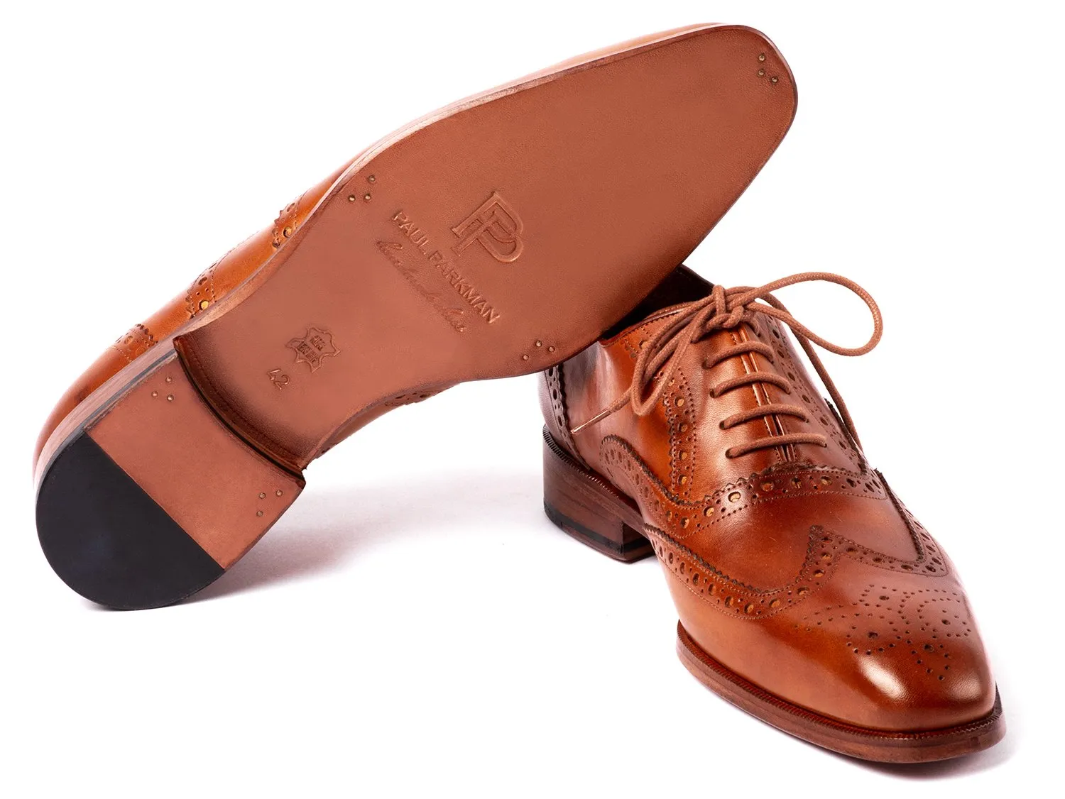 Paul Parkman Chaussures Paul Parkman Richelieu à Bout Rond pour Homme Peint à la Main en Brun Moyen