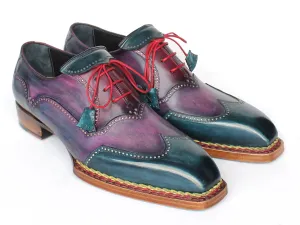 Chaussures Paul Parkman Chaussures Oxford à Bout Riche Homme Paul Parkman avec Couture Norvégienne et Embout Ailé en Violet et Bleu