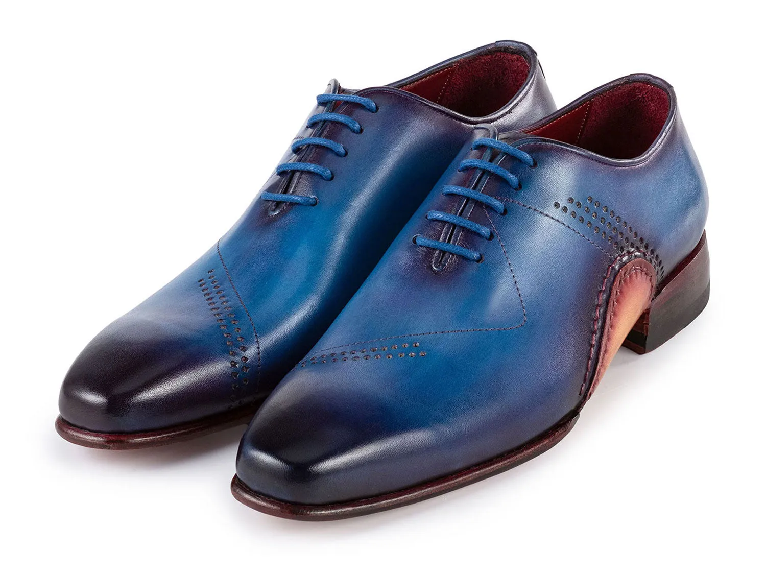 Paul Parkman Chaussures Paul Parkman Opanka pour Hommes Oxfords de Construction Peints à la Main en Bleu