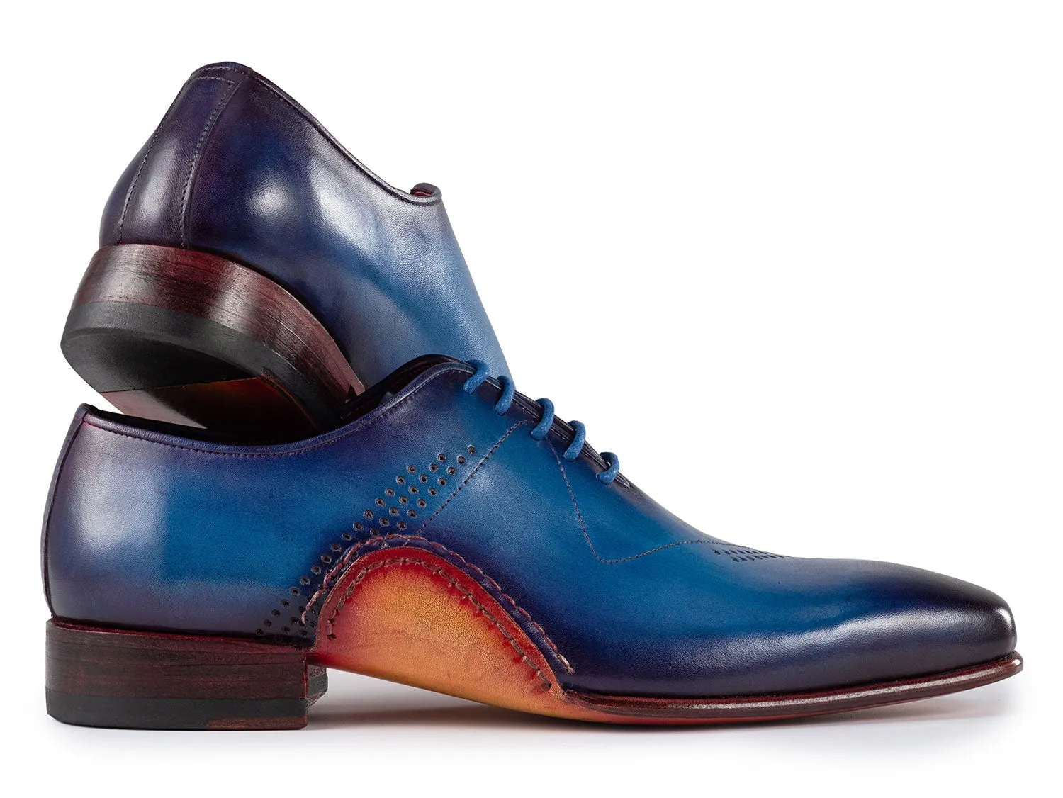 Paul Parkman Chaussures Paul Parkman Opanka pour Hommes Oxfords de Construction Peints à la Main en Bleu