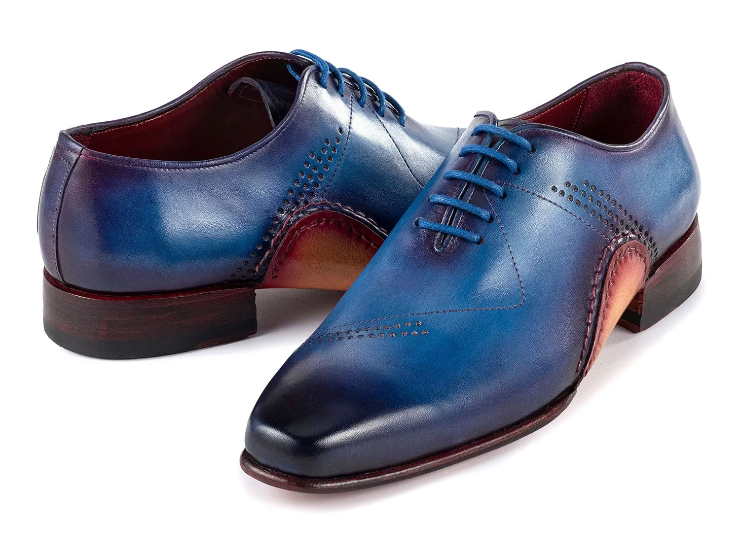 Paul Parkman Chaussures Paul Parkman Opanka pour Hommes Oxfords de Construction Peints à la Main en Bleu