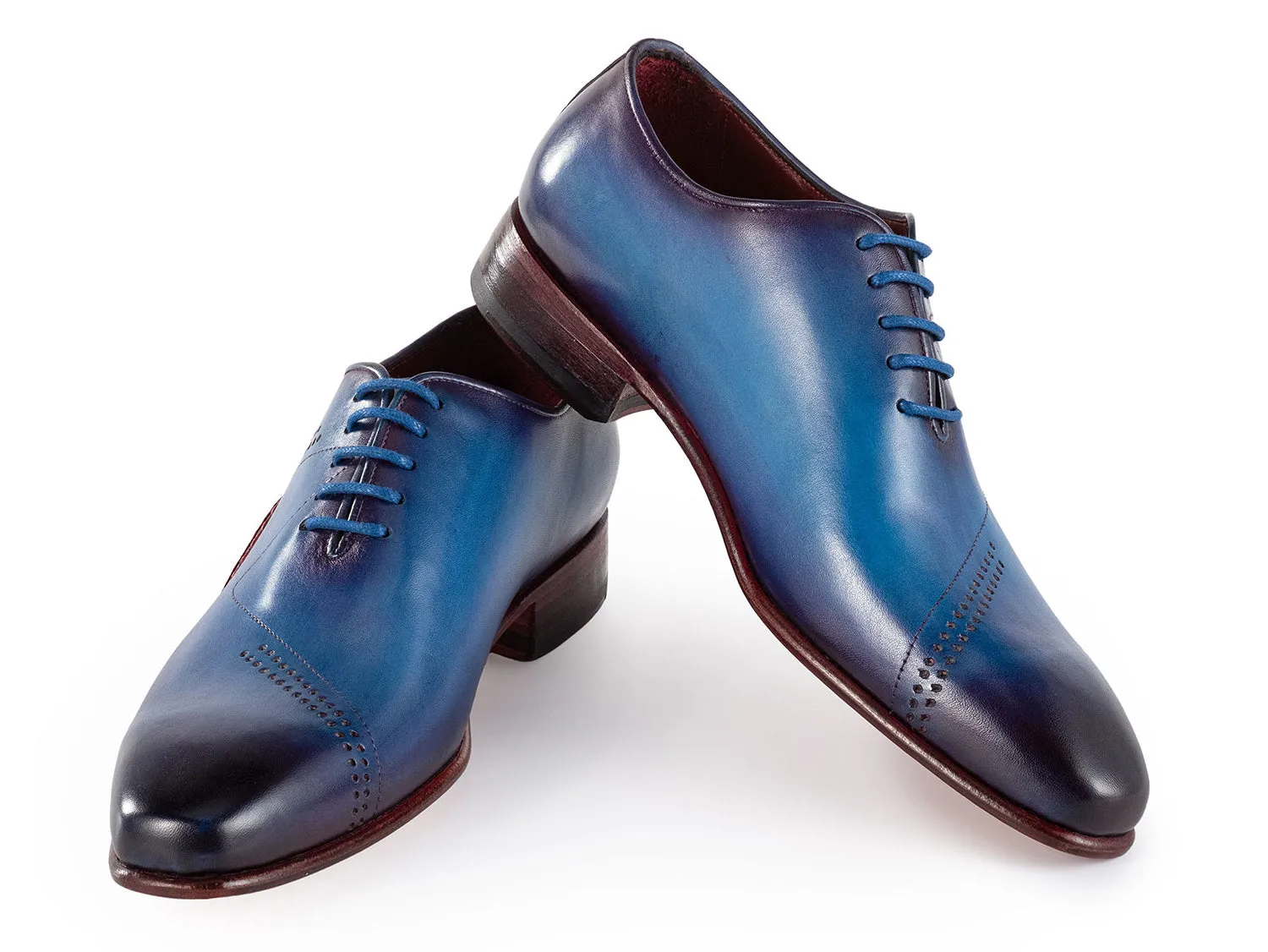 Paul Parkman Chaussures Paul Parkman Opanka pour Hommes Oxfords de Construction Peints à la Main en Bleu