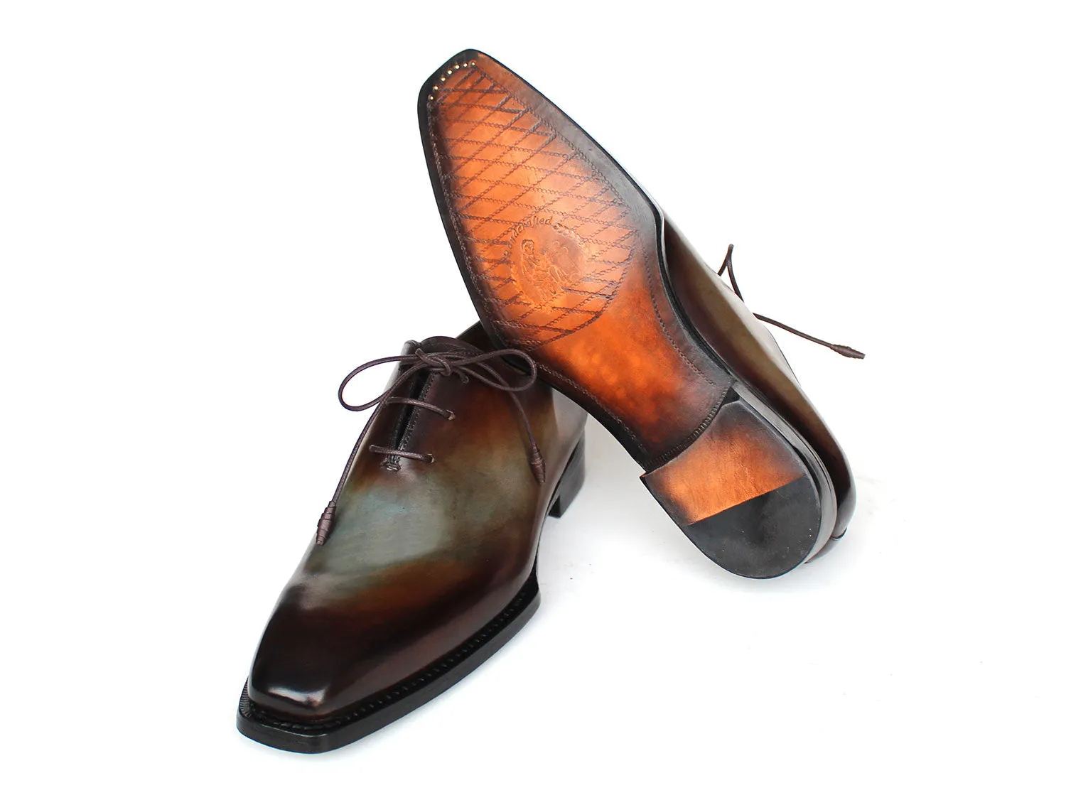 Paul Parkman Chaussures Paul Parkman Oxfords Wholecut Goodyear Patiné pour Homme en Marron & Bleu