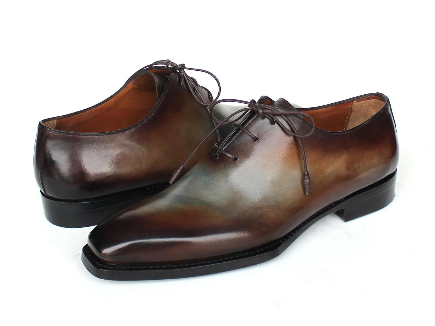 Paul Parkman Chaussures Paul Parkman Oxfords Wholecut Goodyear Patiné pour Homme en Marron & Bleu