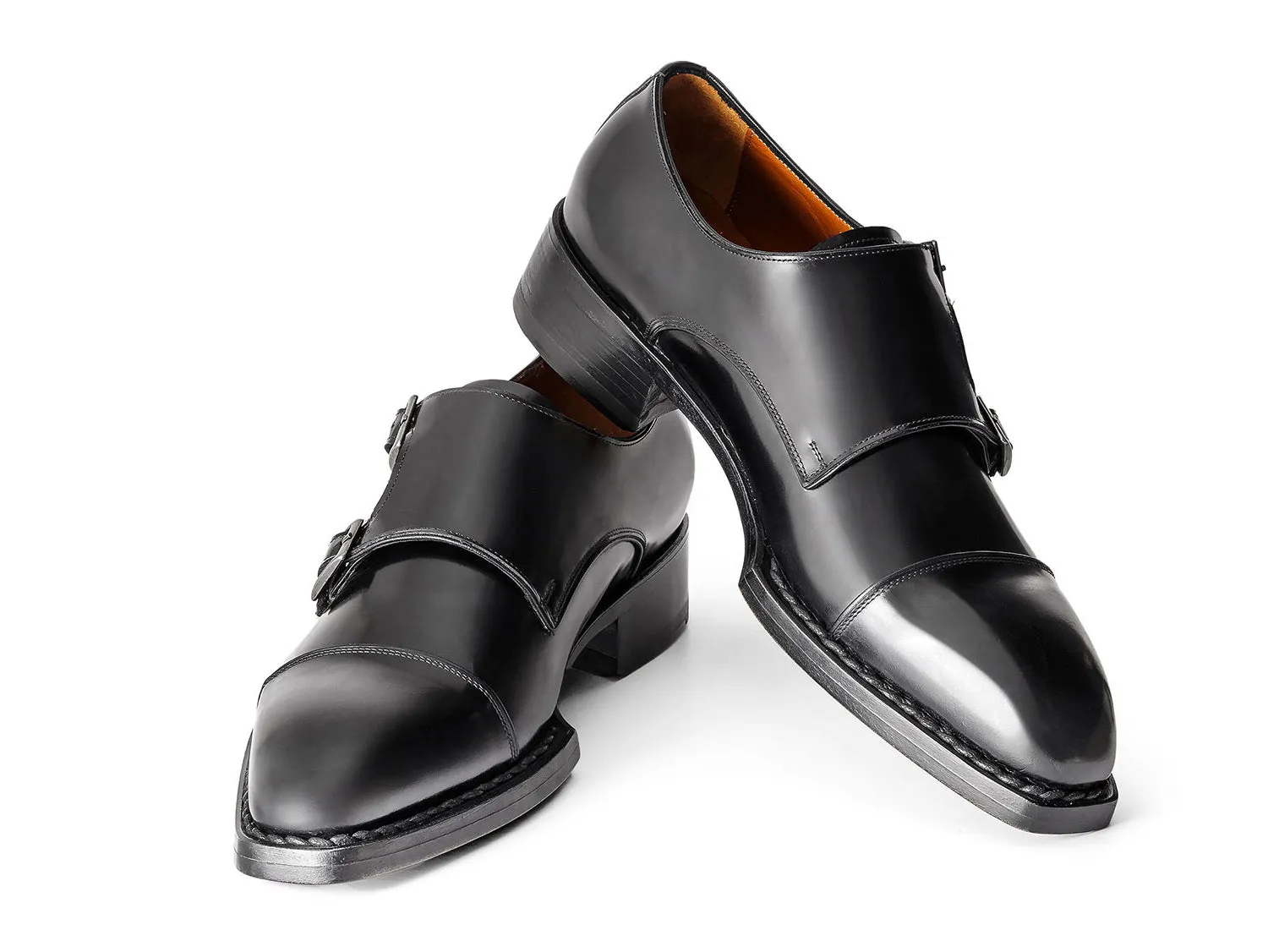 Paul Parkman Chaussures Paul Parkman Bottines à triple semelle en cuir cousues main avec bout capucine et bride en noir