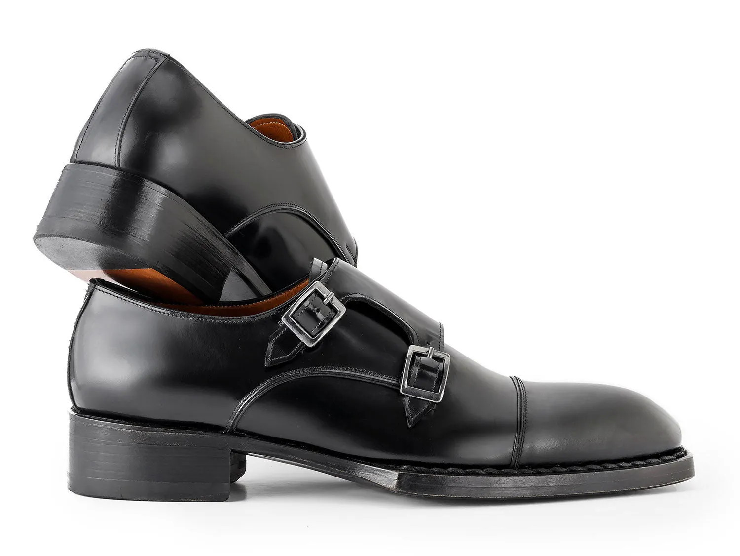 Paul Parkman Chaussures Paul Parkman Bottines à triple semelle en cuir cousues main avec bout capucine et bride en noir