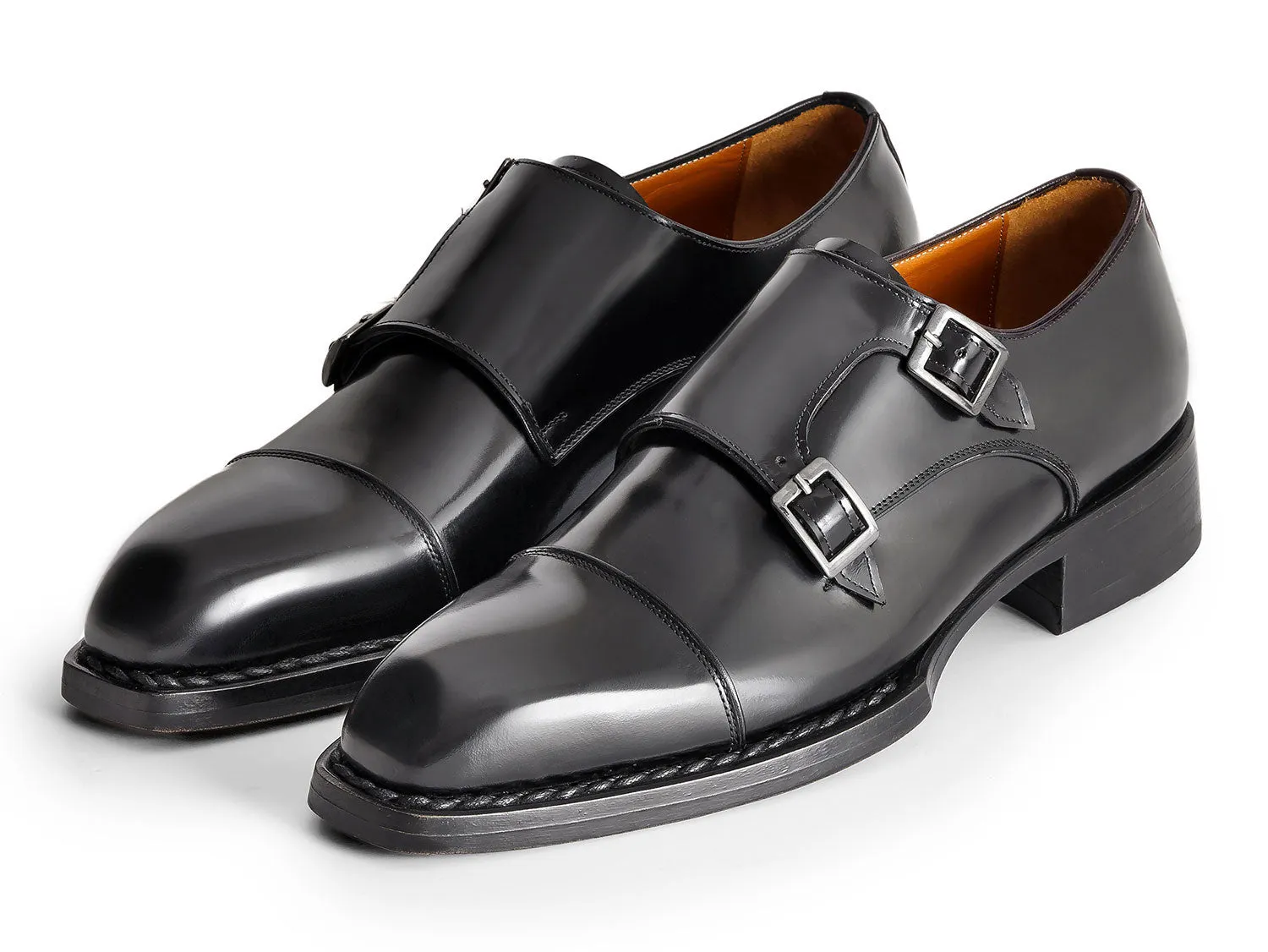 Paul Parkman Chaussures Paul Parkman Bottines à triple semelle en cuir cousues main avec bout capucine et bride en noir