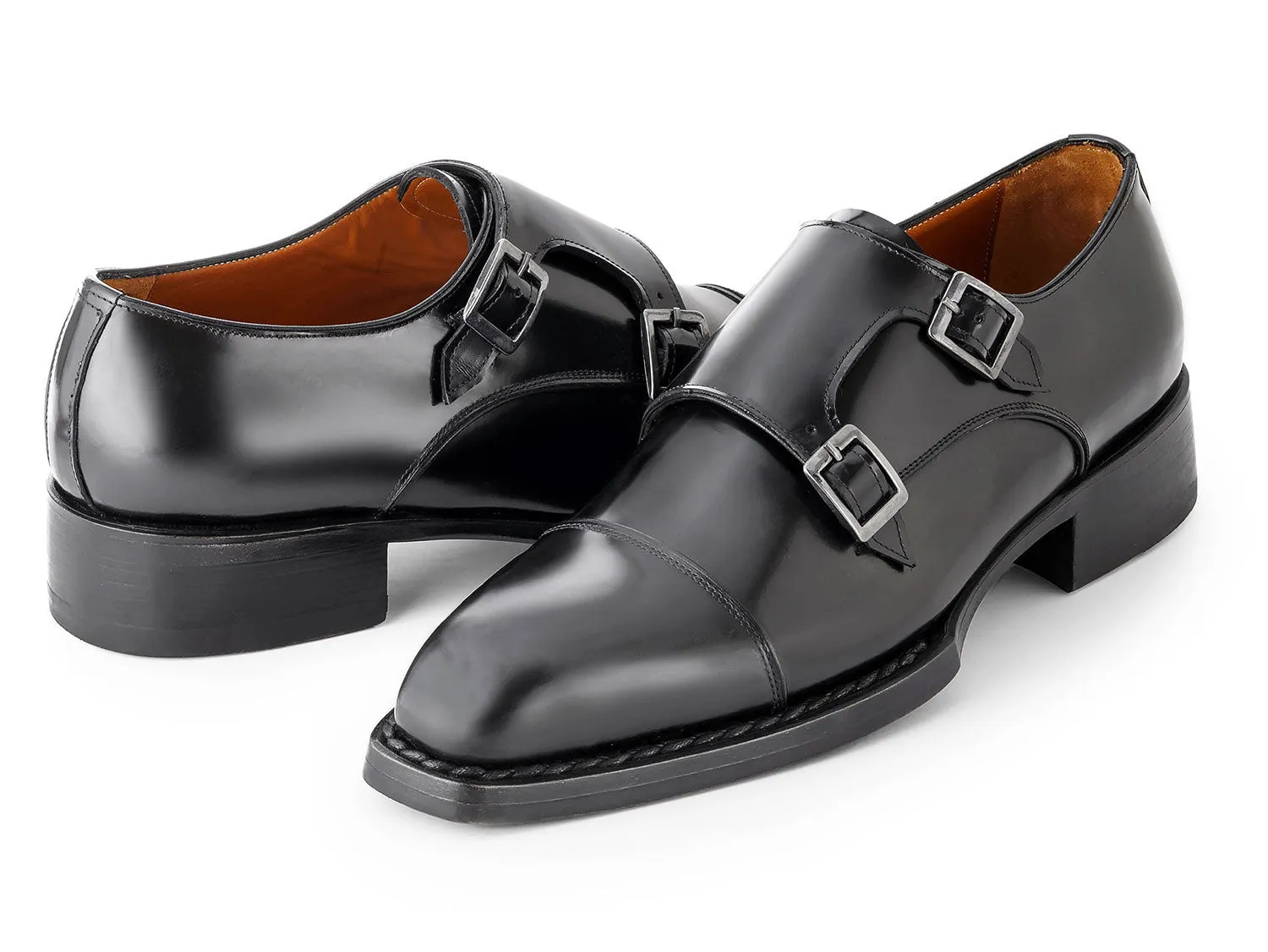 Paul Parkman Chaussures Paul Parkman Bottines à triple semelle en cuir cousues main avec bout capucine et bride en noir