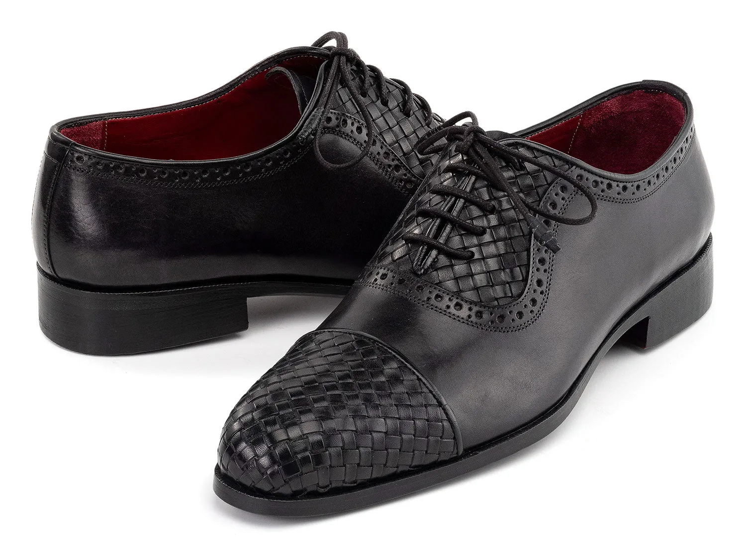 Paul Parkman Chaussures Paul Parkman Chaussures Oxford en Cuir Tressé à Bout Rond pour Homme en Noir