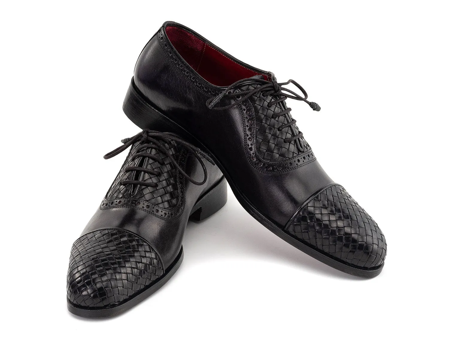 Paul Parkman Chaussures Paul Parkman Chaussures Oxford en Cuir Tressé à Bout Rond pour Homme en Noir