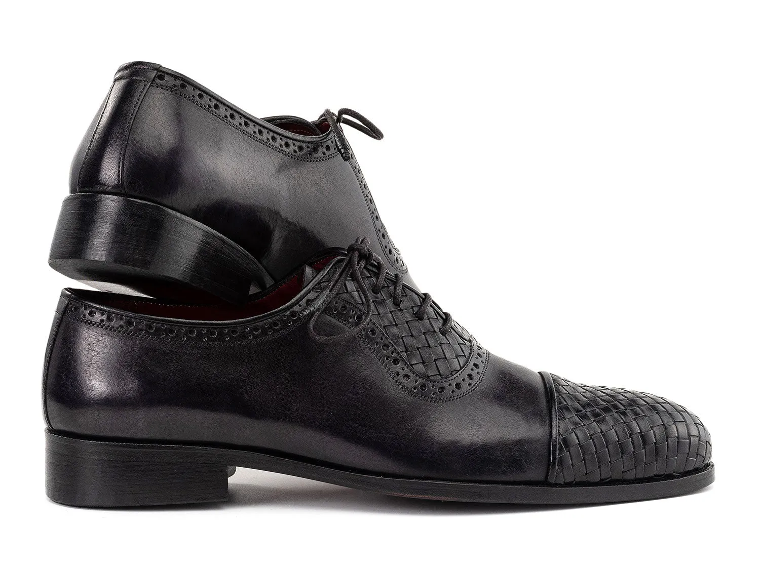 Paul Parkman Chaussures Paul Parkman Chaussures Oxford en Cuir Tressé à Bout Rond pour Homme en Noir