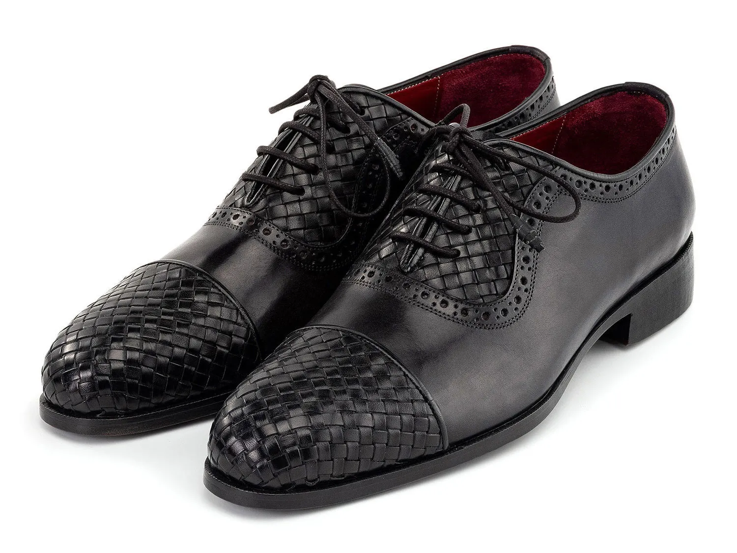 Paul Parkman Chaussures Paul Parkman Chaussures Oxford en Cuir Tressé à Bout Rond pour Homme en Noir