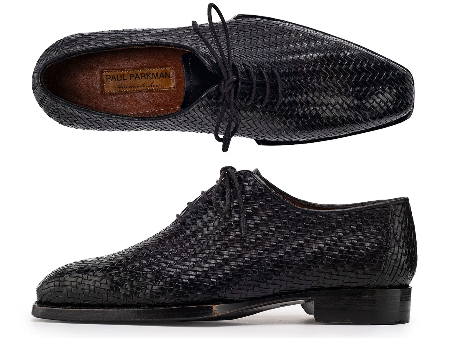 Paul Parkman Chaussures Paul Parkman Oxford en Cuir Tressé et Cousu Main pour Homme en Noir