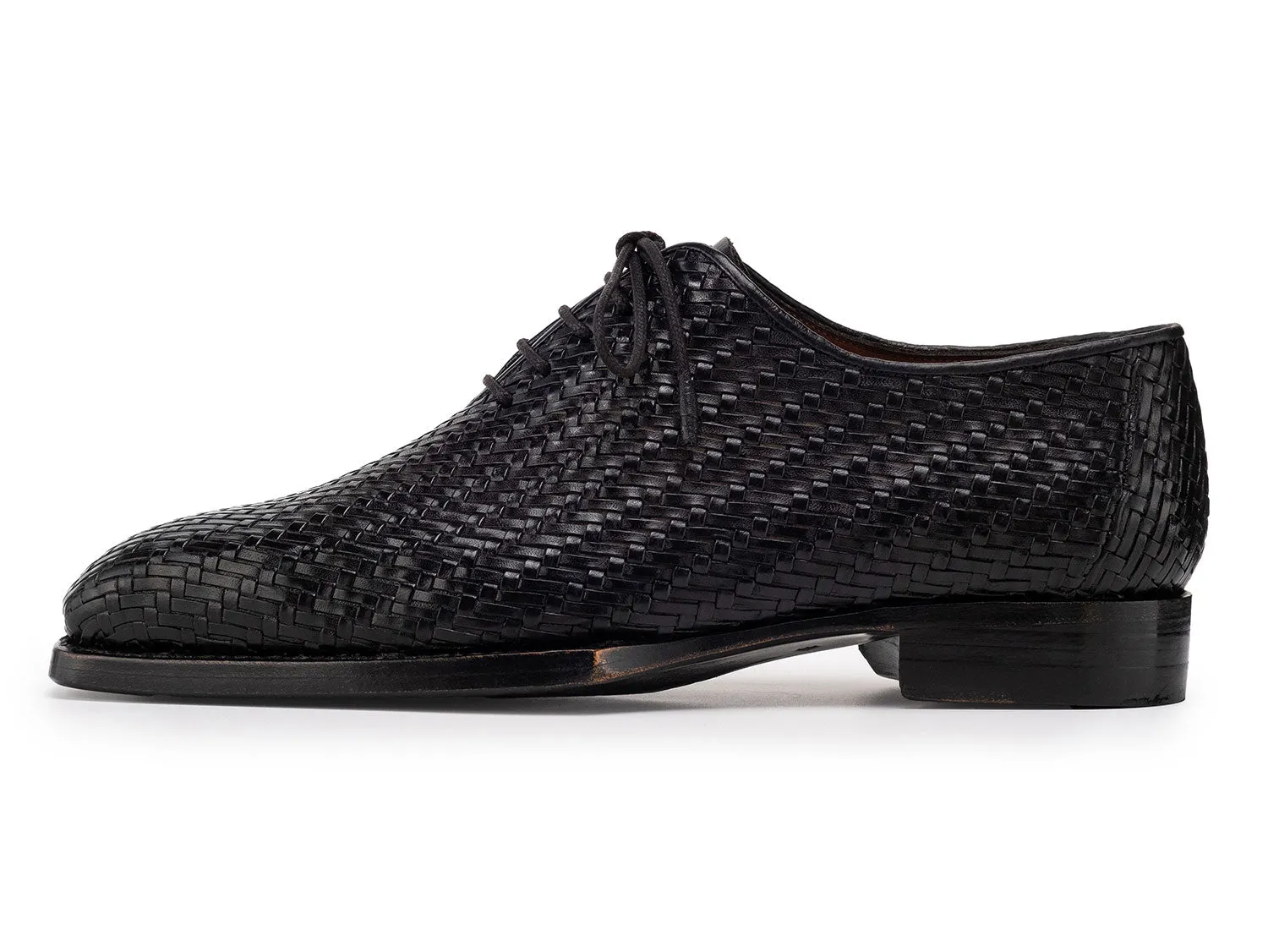 Paul Parkman Chaussures Paul Parkman Oxford en Cuir Tressé et Cousu Main pour Homme en Noir