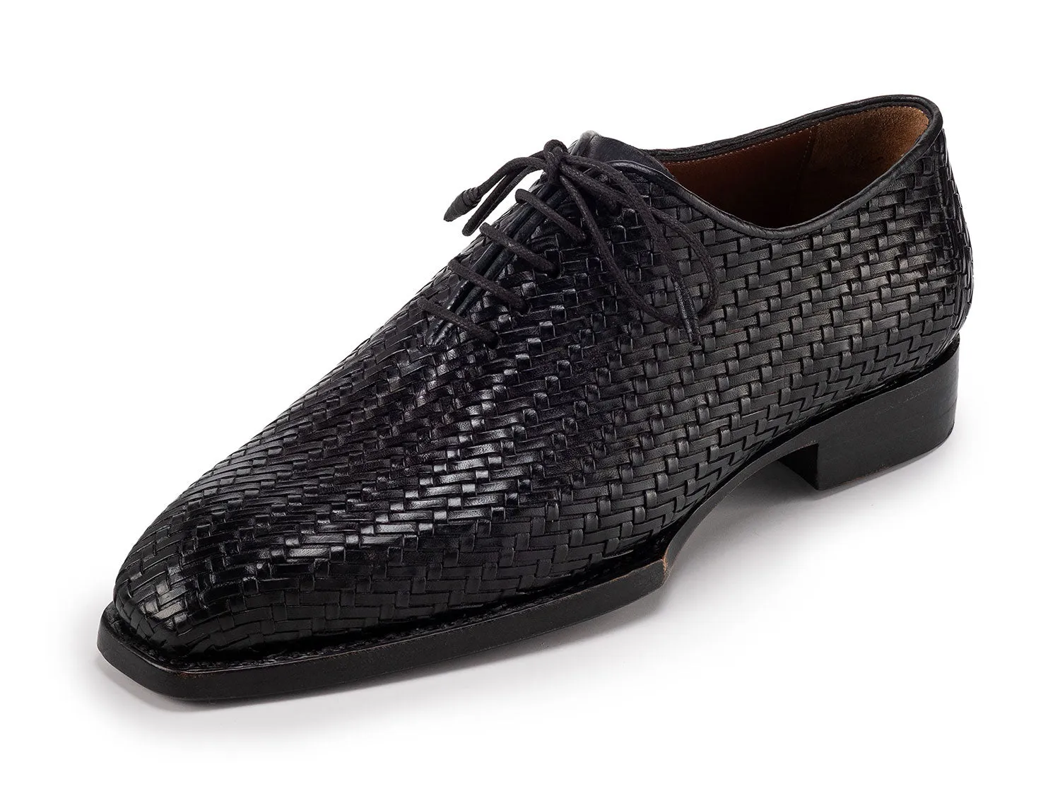 Paul Parkman Chaussures Paul Parkman Oxford en Cuir Tressé et Cousu Main pour Homme en Noir