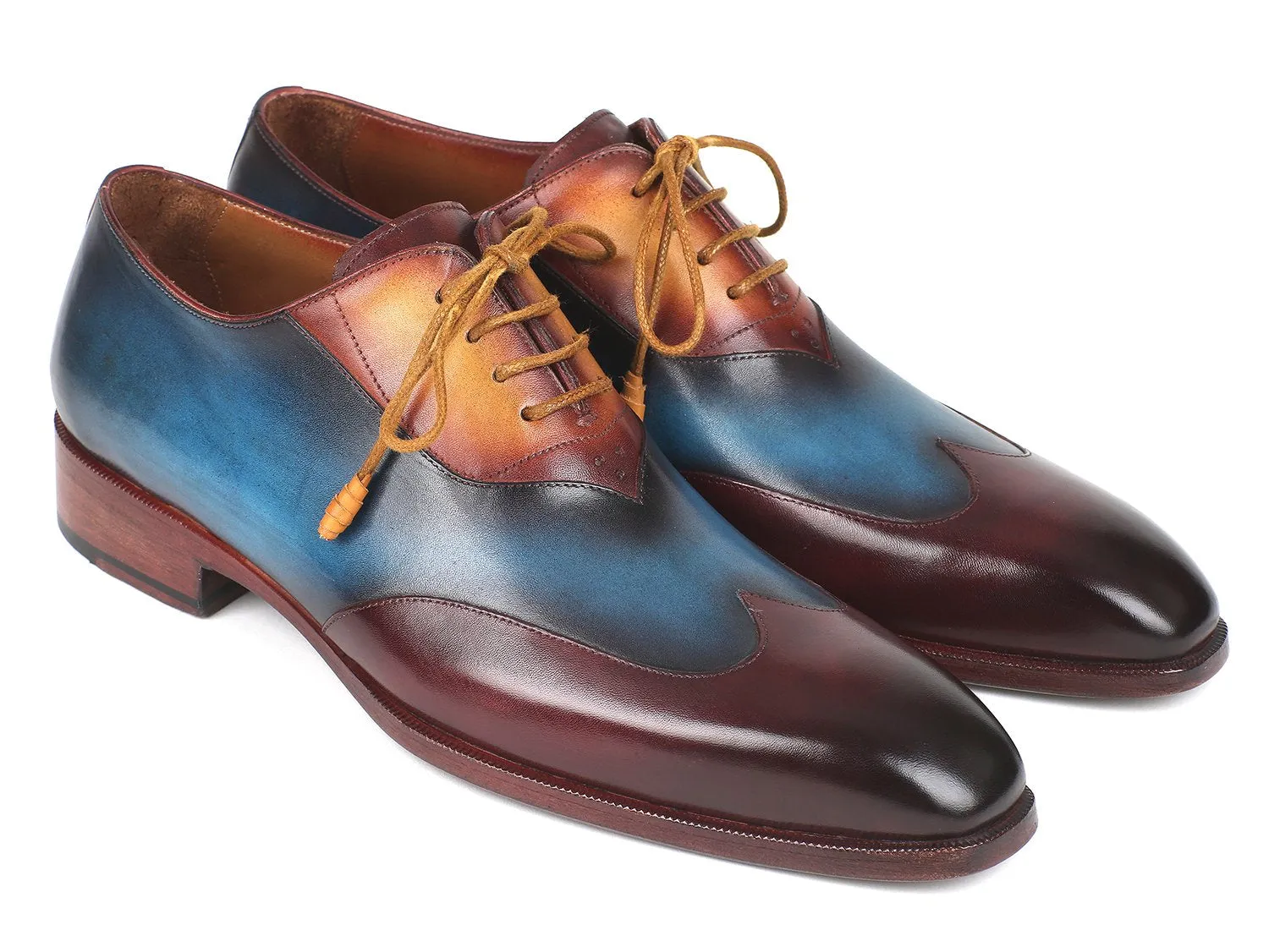 Paul Parkman Chaussures Paul Parkman Richelieu en cuir Oxford bordeaux, bleu et camel