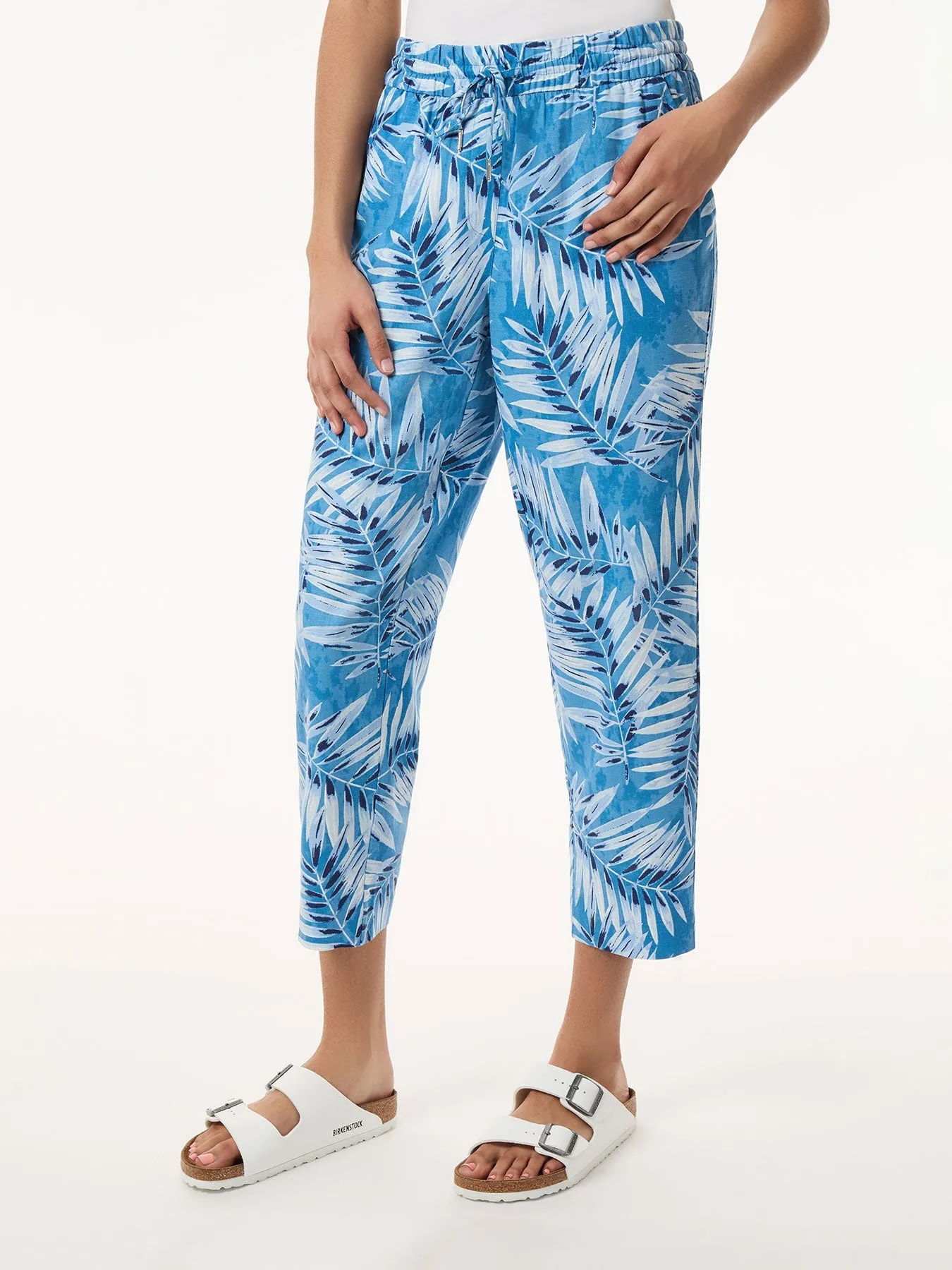 Petit Pantalon Court à Cordon, en Lin Imprimé