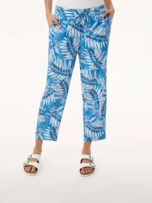Petit Pantalon Court à Cordon, en Lin Imprimé
