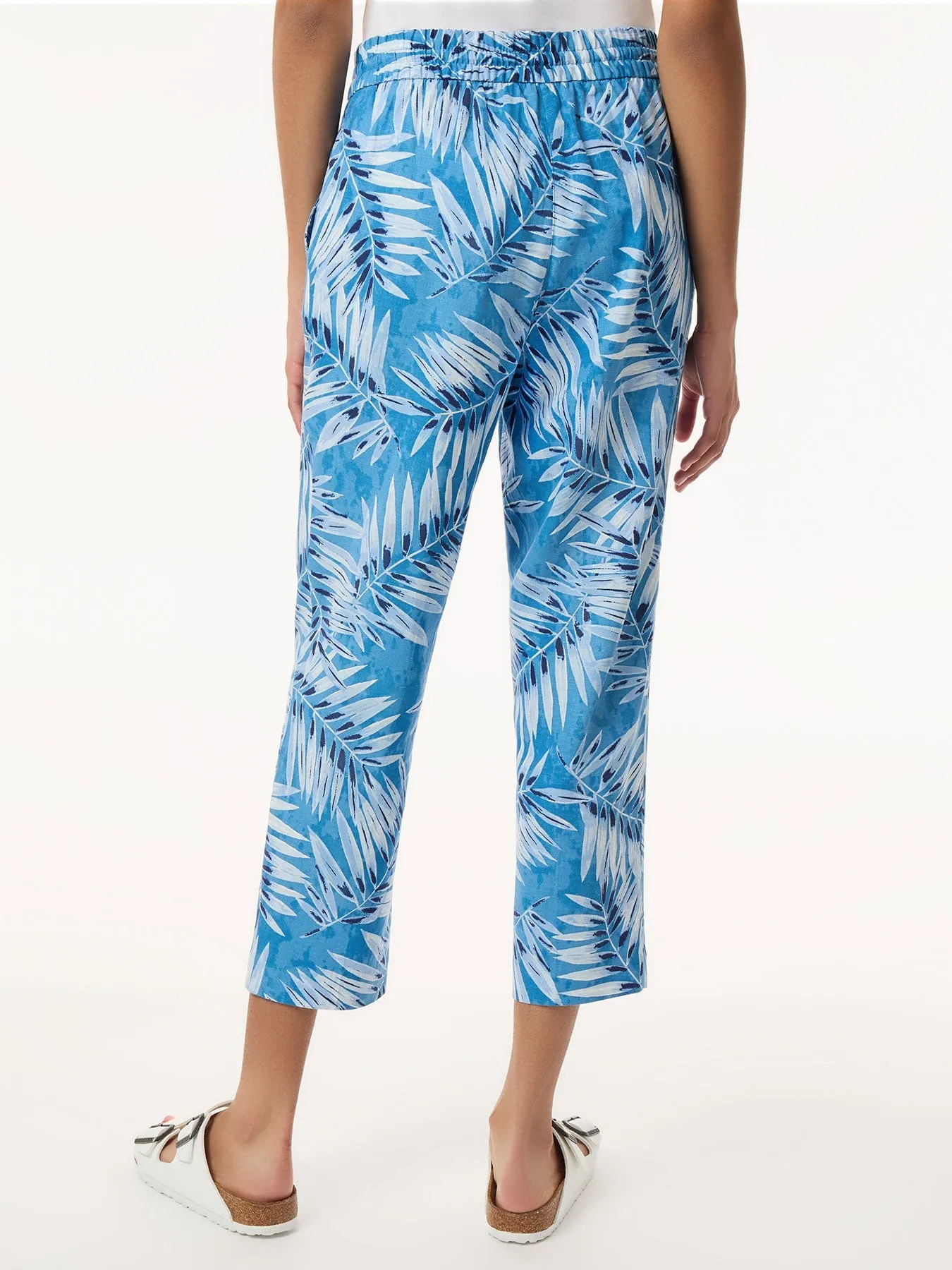Petit Pantalon Court à Cordon, en Lin Imprimé