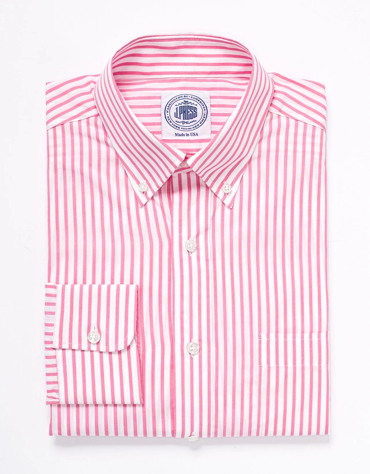 CHEMISE HABILLÉE EN BROADCLOTH À RAYURES BOUCHER ROSE ET BLANC