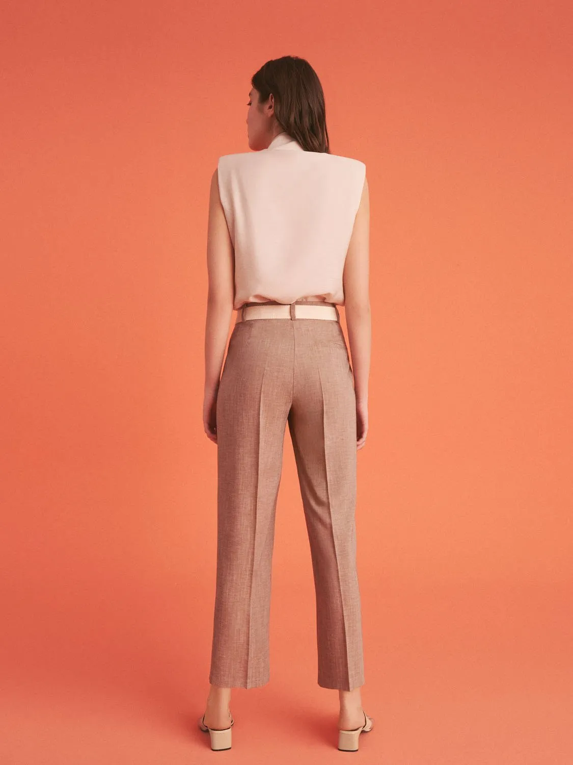 Pantalon à plis taille haute