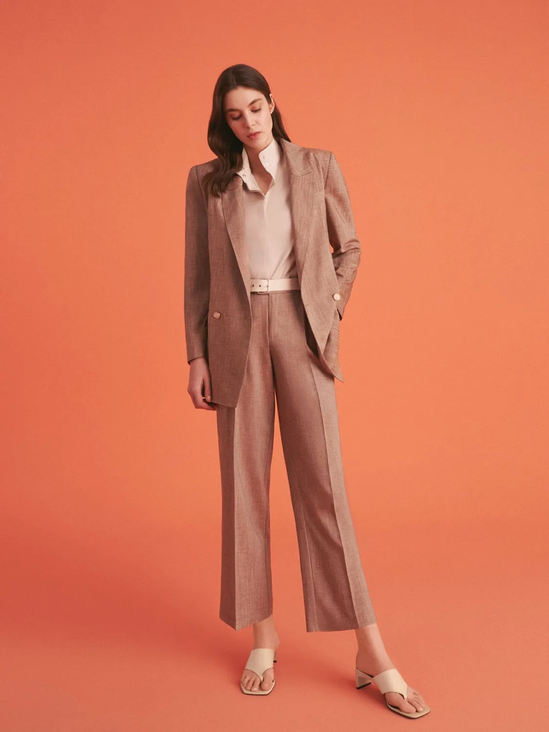 Pantalon à plis taille haute