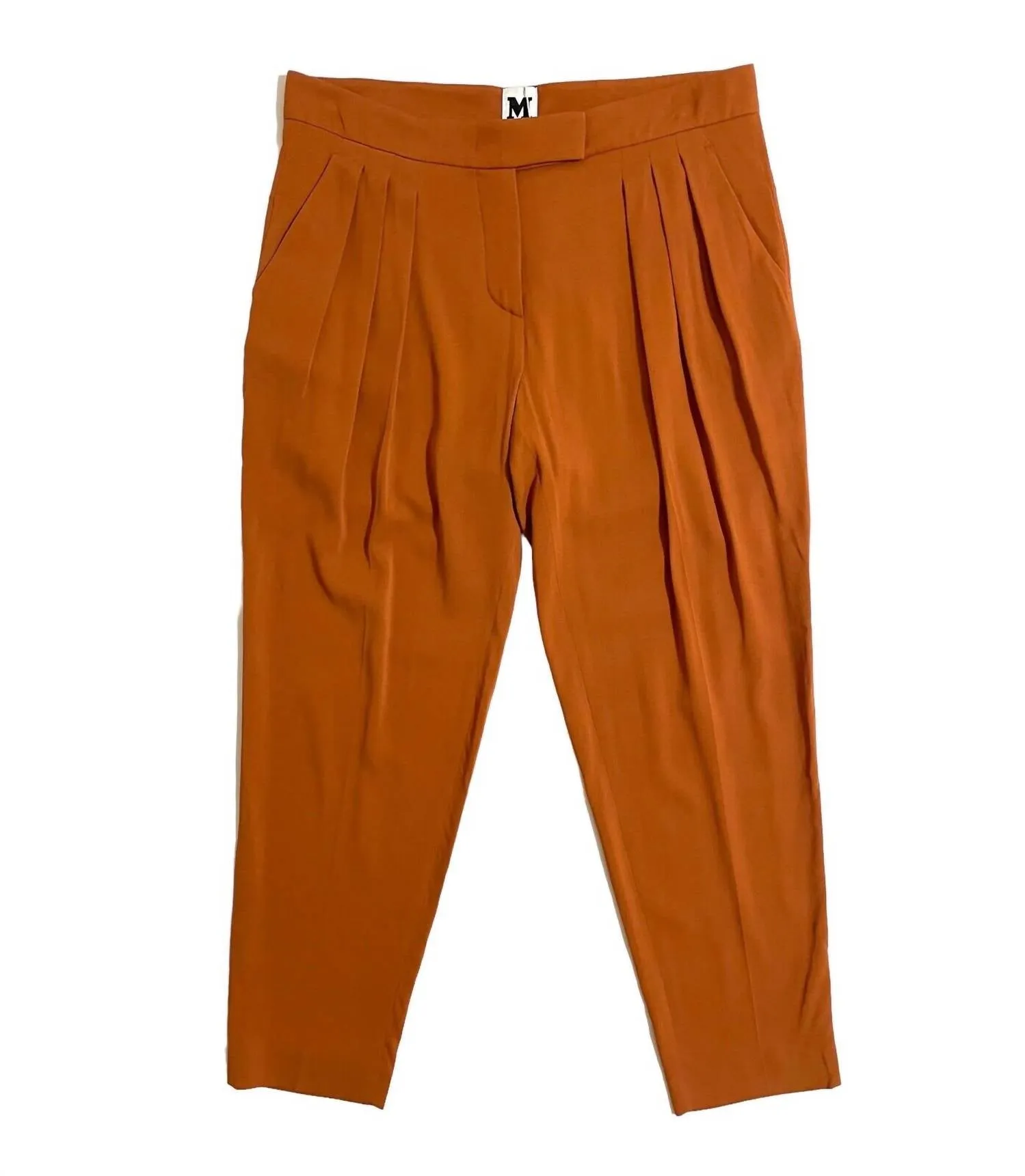 Pantalon en soie plissée orange