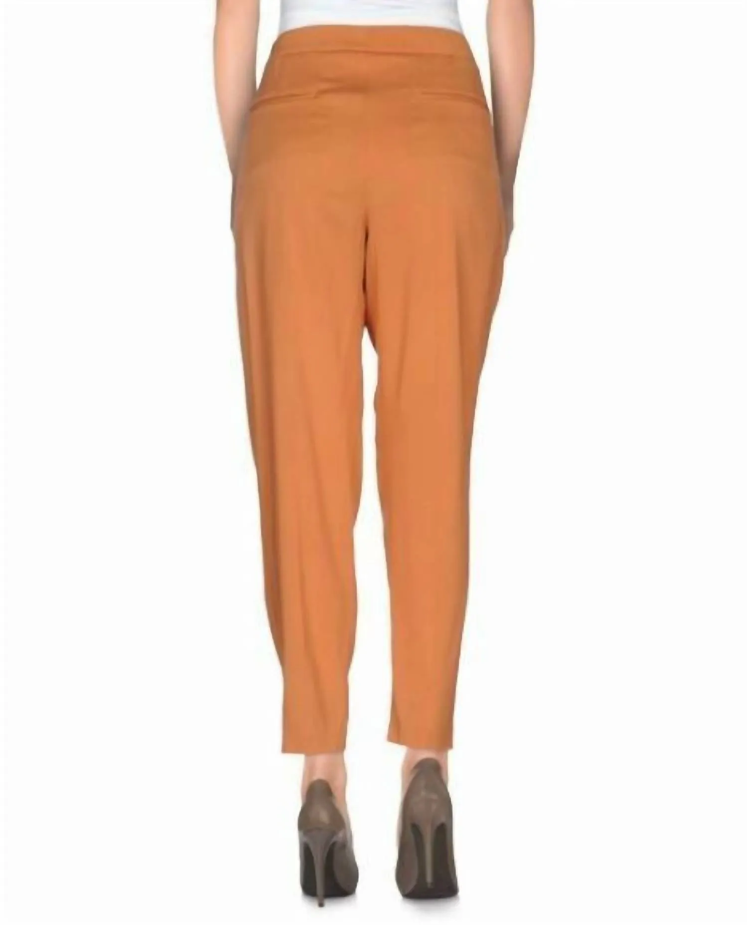 Pantalon en soie plissée orange