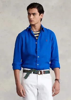 Polo Ralph Lauren - Chemise en lin ajustée - Bleu Royal Heritage Vêtements Polo Ralph Lauren