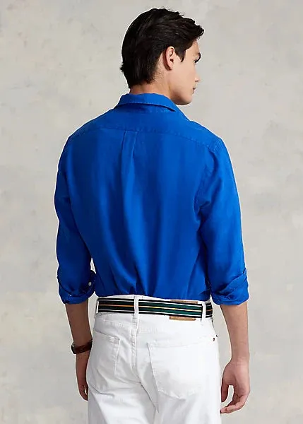 Polo Ralph Lauren - Chemise en lin ajustée - Bleu Royal Heritage Vêtements Polo Ralph Lauren