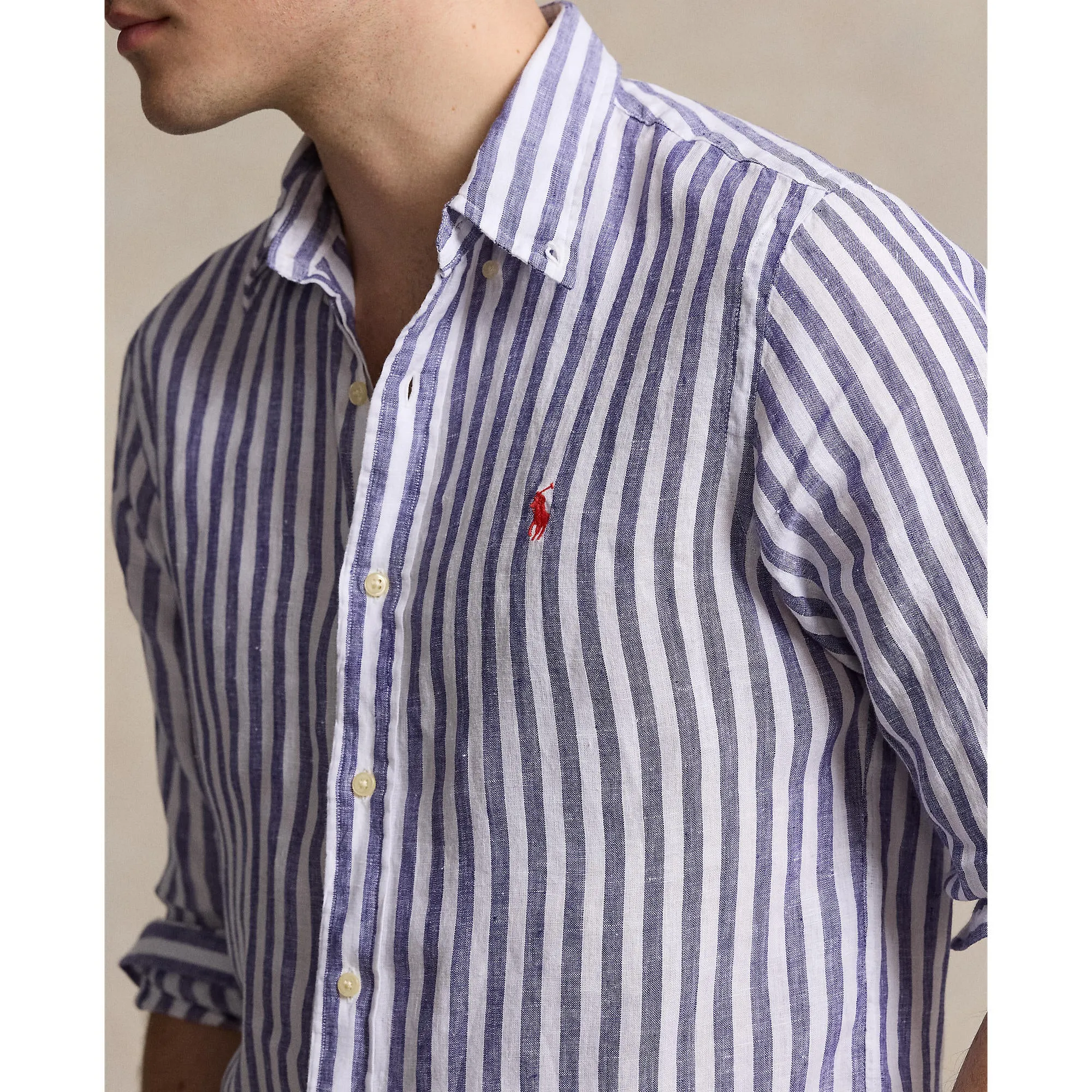 Polo Ralph Lauren - Chemise en lin - Rayé - Bleu et blanc - Vêtements Polo Ralph Lauren