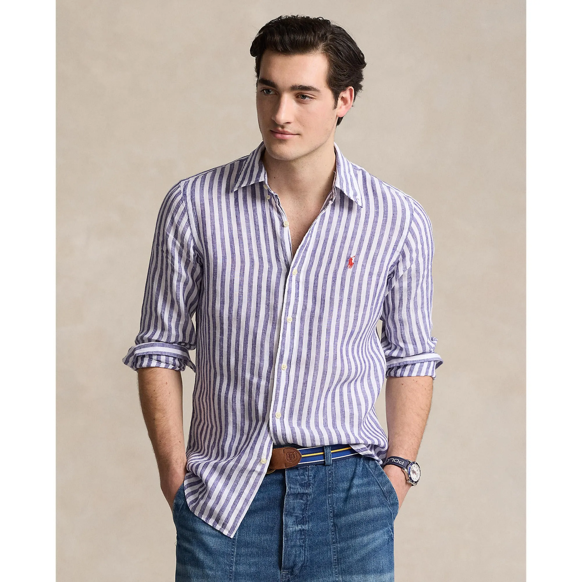 Polo Ralph Lauren - Chemise en lin - Rayé - Bleu et blanc - Vêtements Polo Ralph Lauren